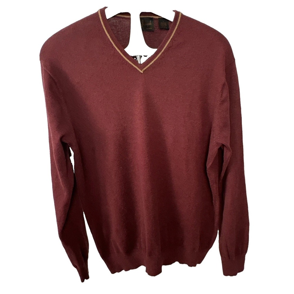 VTG Joseph Jos.A.Bank Sweater Men's Sz Large Burgundy V-Neck Cotton Cashmer